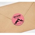 thumbnail image 3 of Darling Souvenir Round 45 Pcs Snowy Mountain Save The Date Stickers Personalized Bride Groom Names And Date Envelope Seals- Peach & White, 3 of 4