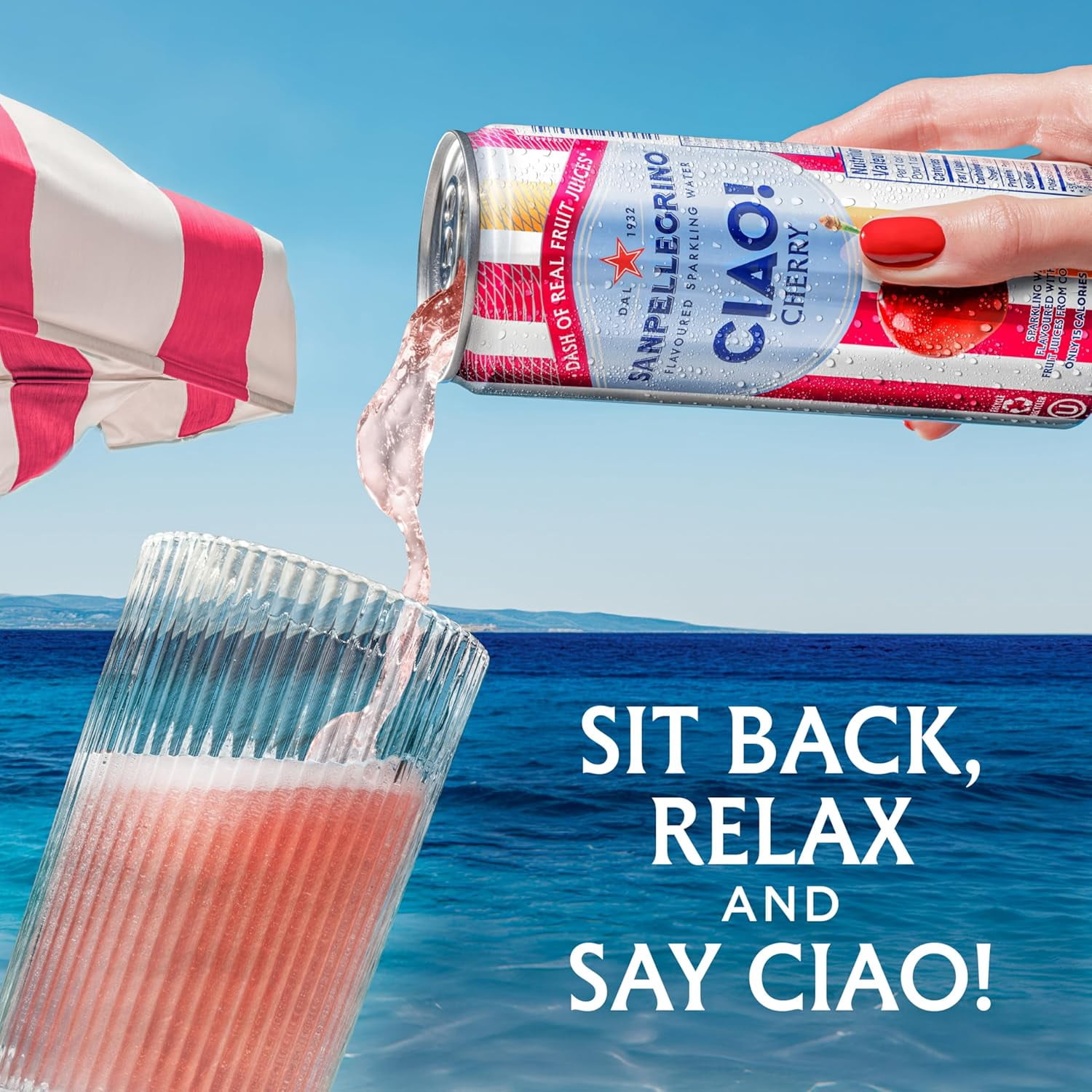 San Pellegrino CIAO! Cherry Flavoured Italian Sparkling Water, Dash of Real Fruit Juice 6x330ml