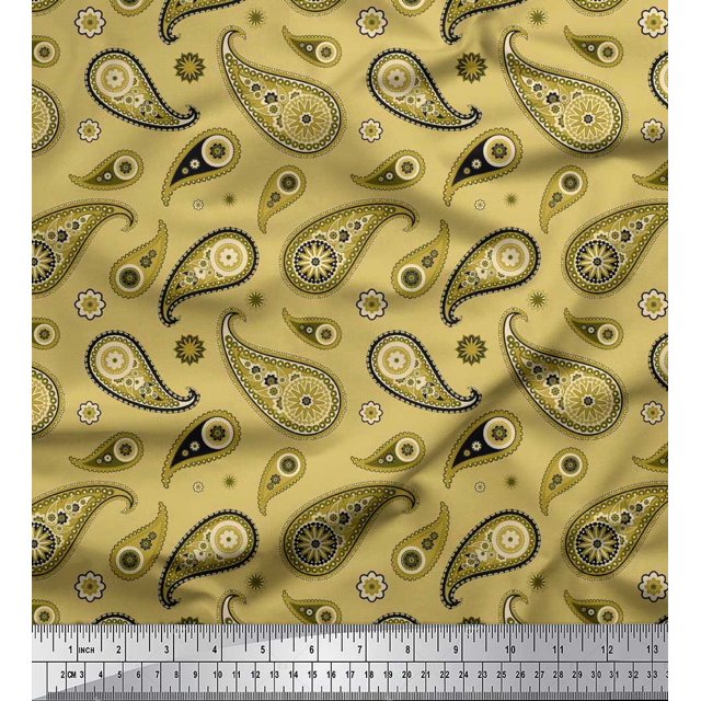 Soimoi Poly Georgette Fabric Floral & Paisley Print Fabric by Yard 42 Inch Wide