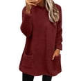 thumbnail image 1 of IMENGL Winter Warm Fleece Thickened Plus Size loose coat jacket sweater, Red L, Size M-3XL, 1 of 6