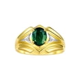 thumbnail image 1 of RYLOS Men's Rings Yellow Gold Plated Silver Rings Classic Designer Style 9X7MM Gemstone & Diamond Ring Green Sapphire September Birthstone Rings For Men Size 8, 1 of 7