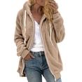 thumbnail image 1 of Qertyioot Mode Femmes Fermeture Éclair Col en V Chandail à Enfiler Hauts Manches Longues Blouse à Capuche Chandail, 1 of 4