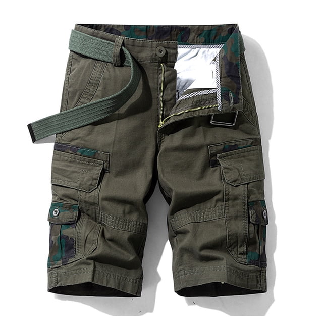 LOVZFMLL Short de Mode pour Homme à Poches, Fermeture Éclair, Résilience, Détente, Utilitaire, Vert 30