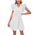 thumbnail image 1 of Robe d'Été pour Femmes Aguichant Mode Femmes Été Col Rond Robe Poupée Couleur Unie Robe Plissée Sans Manches Hauts Aguichant pour Femmes Été Aguichant Robe d'Été pour Femmes Hauts d'Été pour Femmes Aguichant, 1 of 5