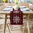 thumbnail image 2 of Cotton and Linen Table Runner Long Wedding Runner 18x72 Inch Christmas Snowflakes on Red and Black Buffalo Check Snowflakes Dresser Scarf Table Runners Rustic Table Decorations Table Lines, 2 of 8