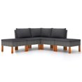 thumbnail image 2 of vidaXL 5 Piece Garden Lounge Set with Cushions Poly Rattan Grey, 2 of 5