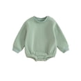 thumbnail image 1 of Pudcoco Infant Baby Fall Fleece Jumpsuit Solid Color Round Neck Long Sleeve Sweatshirt Romper Toddler Clothes, 1 of 9