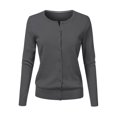 thumbnail image 1 of Cardigan à Col Rond pour Femmes, Mode Durable, Tricoté, Manches Longues, Grandes Tailles, Coupe Ample, Couleur Unie, Veste Chandail Courte, Cardigan - Hontri, 1 of 4