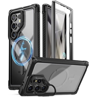 Poetic Étui Guardian pour Samsung Galaxy S24 Ultra 6,8 Pouces, [Support d'Appareil Photo Intégré] [Protecteur d'Écran Compatible avec l'Empreinte Digitale], Noir/transparent