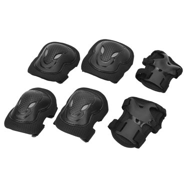 Ensemble de Protection de Patin à Roulettes Épaissi Genouillères Coudières Gants pour Adulte (Noir)
