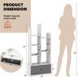 thumbnail image 3 of Costway Modern Bookshelf Rustic Wooden Shelf Organizer with Non-woven Fabric Drawer, 3 of 10