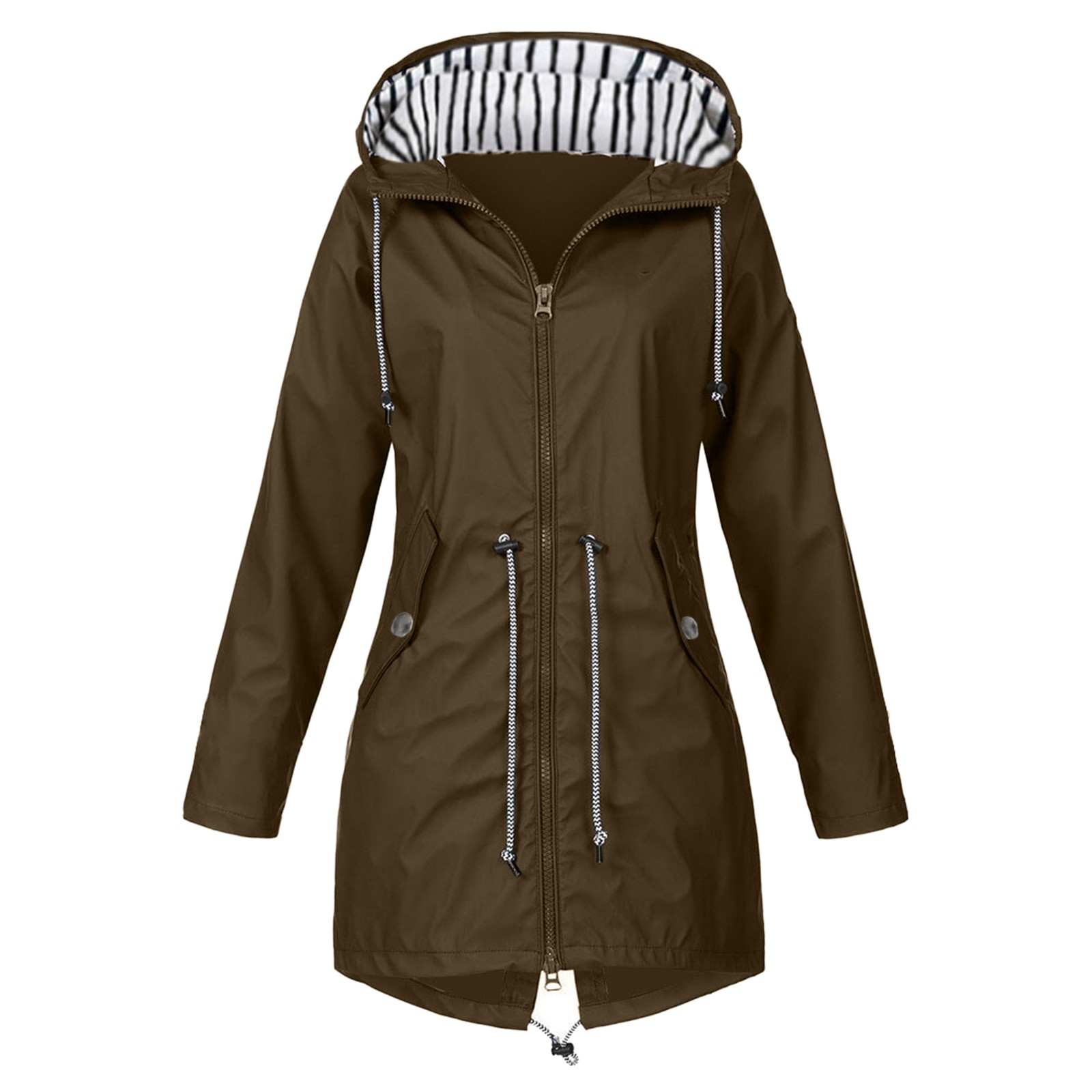 Kcodviy Womens Rain Jacket with Arm Jacket Hood Lightweight Long Sleeve Collapsible Rain Jacket Windbreaker Zip Up Drawstring Light Nylon Jacket Raincoat with Pockets