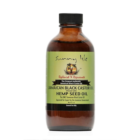 Sunny Isle Organic Hemp Seed Oil Infused With Jamaican Black Castor Oil for Dry and Brittle Hair Growth Skin Cold Pressed - 4oz