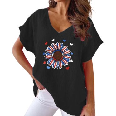 TSADFHJI Chemise Noire à Manches Longues Femme Ajustée T-Shirt Imprimé Ample Décontracté Col Rond T-Shirt à Manches Courtes Femme m Noir