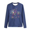 thumbnail image 4 of Pisexur Hauts d'Automne pour Femmes Mode Mignon T-Shirt Imprimé Graphique Hauts Col Rond Manches Longues Chemises pour Femmes Habillées Décontractées Sorties Hauts Confort Polyvalents Légers T-Shirts, 4 of 5
