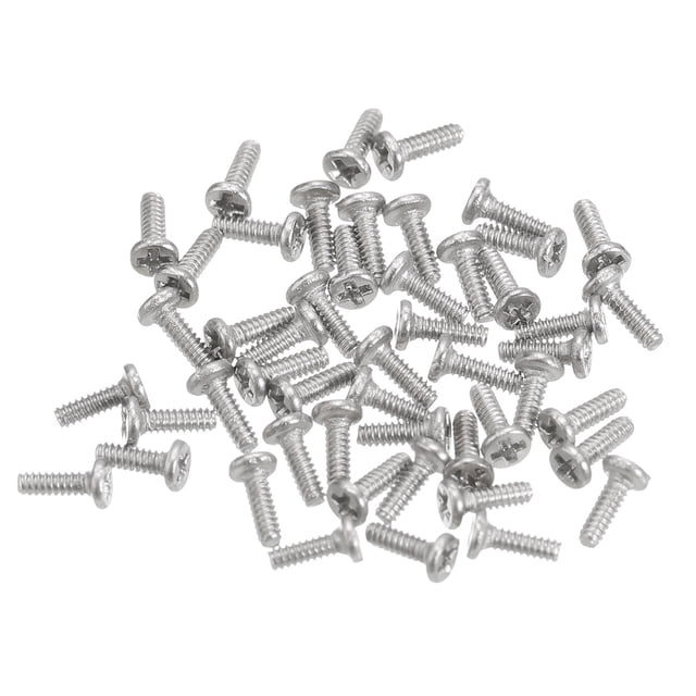 Unique Bargains M1x0.25x3mm Lot de 50 Vis Plates Rondes en Métal pour Machine à Entraînement Phillips