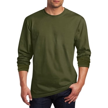 Jalioing T-Shirts pour Hommes Mode Ample Couleur Unie Chandail à Manches Longues Décontracté Basique Col Ras du Cou