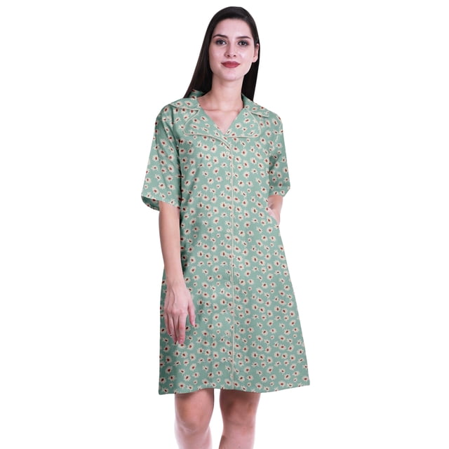 Moomaya Chemises Grande Taille pour Femmes Chemises Imprimées à Boutons Robe d'Été-S-TTG