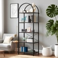 thumbnail image 3 of 5-Tier Arched Bookshelf, Industrial Style Open Bookcase with Metal Frame, Freestanding Display Shelving Unit for Living Room, Bedroom, Office Storage, 3 of 8