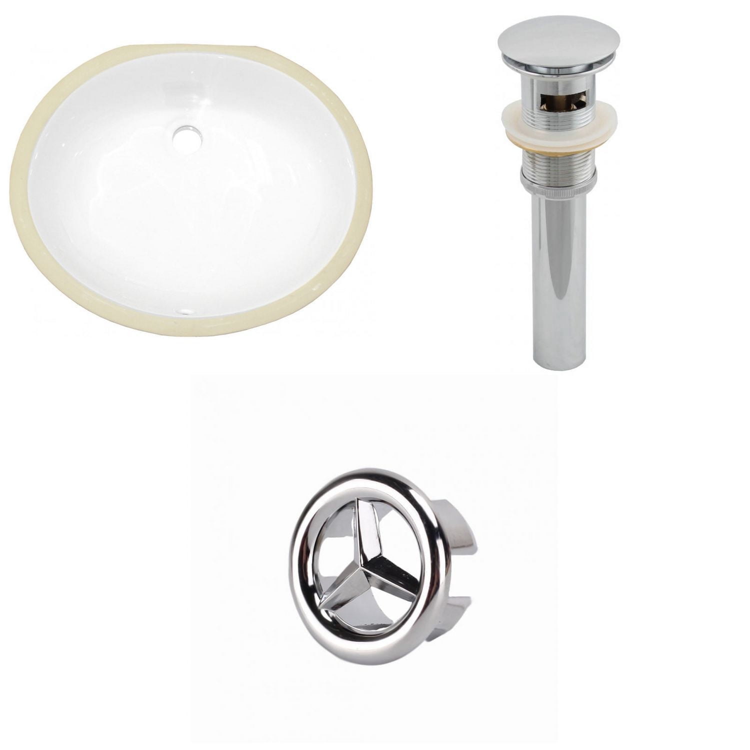 19.5-in. W Oval Bathroom Undermount Sink Set In White - Chrome Hardware - Overflow Drain Incl. AI-20541