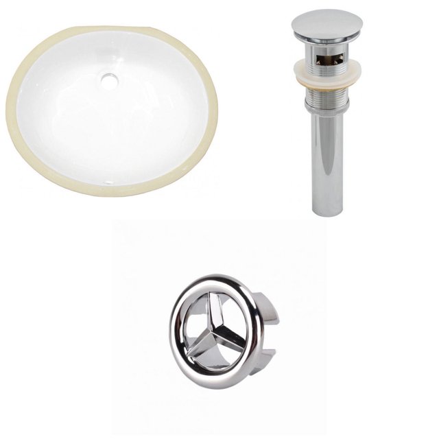 19.5-in. W Oval Bathroom Undermount Sink Set In White - Chrome Hardware - Overflow Drain Incl. AI-20541