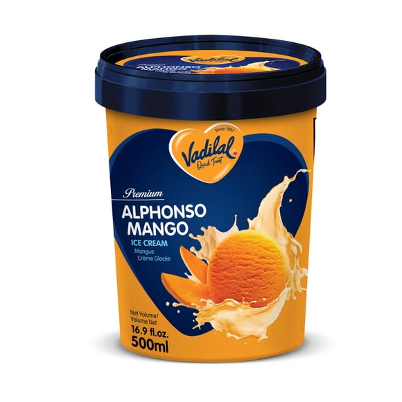 Vadial Alphonso Mango Ice Cream 500ml, Vadial Alphonso Mango Ice Cream 500 ml offers rich creamy ice cream made with sweet Alphonso mango flavor perfect for sharing.