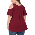 thumbnail image 3 of CHUANK Women‘s Plus Size Cold Shoulder Tunic Top Summer Short Sleeve Blouse, 3 of 7