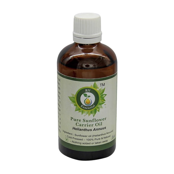 Huile de Tournesol Helianthus Annuus Huile de Graines de Tournesol pour les Cheveux pour la Cuisson pour le Corps pour le Visage Non Raffinée Pure Naturelle Pressée à Froid 10ml 0.338oz par R V Essential