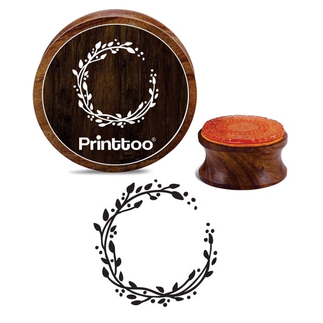 Printtoo Scrap-booking Round Leaf Wreath Wooden Rubber Stamp Craft Stamps-2 Inch