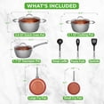 thumbnail image 3 of NutriChef Nonstick Cookware Set, Ceramic Pots & Pans Set, Induction Safe, Durable & Easy to Clean, Saucepan, Frying Pans, Cooking Pots, Lids, Utensils, Gray, 11 Pc, 3 of 7