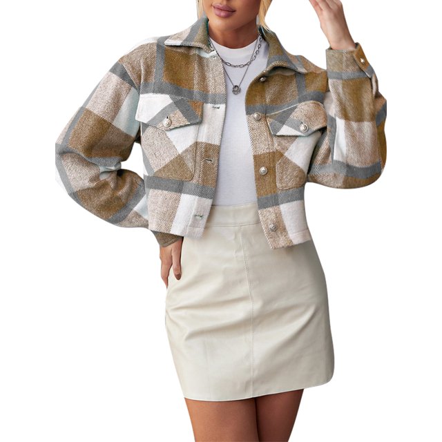 MAWCLOS Manteau d'Extérieur pour Femmes à Manches Longues Veste en Laine Cardigan de Fête à Empiècements Vestes Abricot G