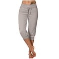 thumbnail image 2 of Liquidation d'Économies d'Été! RQYYD Pantalons Capri pour Femmes Été Décontractés Capris Raccourcis Pantalon de Yoga Jogger à Cordon avec Poches Bas Resserré Pantalons de Survêtement Liquidation, 2 of 6