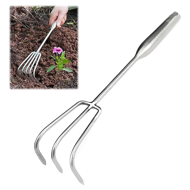Garden Steel Rake Stainless Steel Leaf Shrubbery Tool Beach Sand Gardening Implement Lawn Care Tool Metal Head With Wood Handle A Model Design A