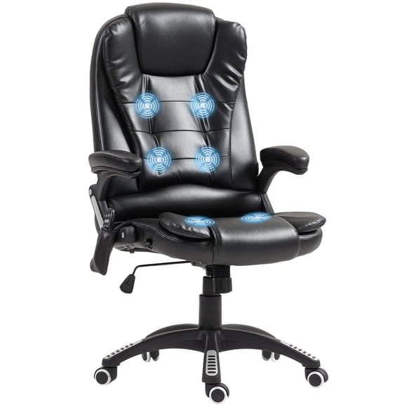 Vinsetto Chaise de Bureau de Massage avec Vibration à 6 Points, Noire