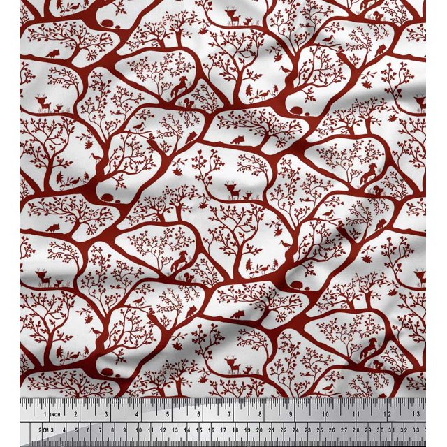 Soimoi Rayon Fabric Animal & Tree Print Sewing Fabric Yard 56 Inch Wide