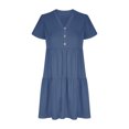 thumbnail image 4 of asjyhkr Womens Short Sleeve Tops Oversized V Neck Loose Fitting Comfy Lightweight Soft Tees Solid Color, 4 of 6