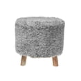 thumbnail image 1 of Handwoven Pouf Wooden Stand Light Grey, 1 of 4