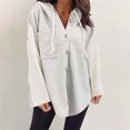 thumbnail image 2 of Swstbby Liquidation d'Économies d'Automne! Hauts d'Automne pour Femmes Grande Taille, Chandail à Capuchon à Manches Longues à Boutons pour Femme Décontracté à Contraste de Couleurs Patchwork Gris P, 2 of 5