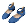 thumbnail image 1 of Ladys Single Shoes Suede Surface Elastic Ankle Strap Soft Sole Pointy Toe Flats Bottom Ballet Rear Ankle Zipper Shoes New Large Size Shallow Mouth Elastic Flat Shoes Blue, 1 of 7