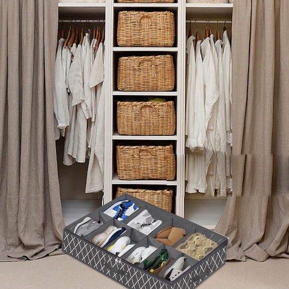 Home Textile Storage - Bedroom Underbed Shoe Storage Foldable with Lid and Visible Organizer Boxes for Efficient Closet Organization