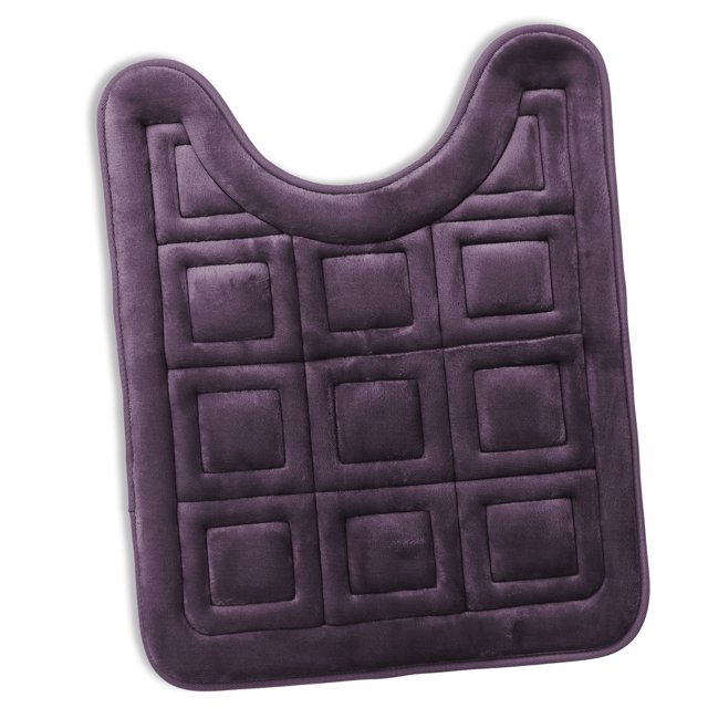 Clara Clark Bathroom Rugs, Velvet Memory Foam Bath Mat, Ultra Soft Non Slip and Absorbent - Waffled - Contour - Purple