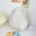 thumbnail image 4 of AMERTEER Sac à Dos Mode Simple Sac d'École Sac à Livres Multi-Poches Mignon pour Fille (Blanc), 4 of 9