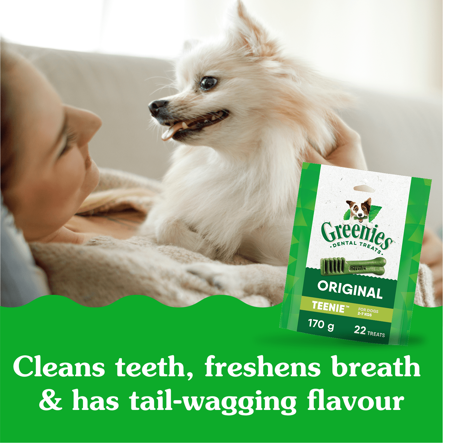 Gâteries dentaires naturelles pour chiens adultes GREENIES Original format TEENIE
