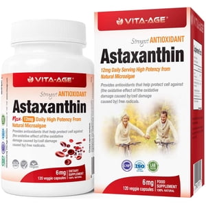 Vita-Age Astaxanthin Ultra 12mg Per Serving, 120 capsules, Supports Joint, Skin, Eye Health Naturally