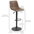 thumbnail image 3 of HOMCOM 2pc Adjustable Counter Height Bar Stools Kitchen Counter Stool Brown, 3 of 10