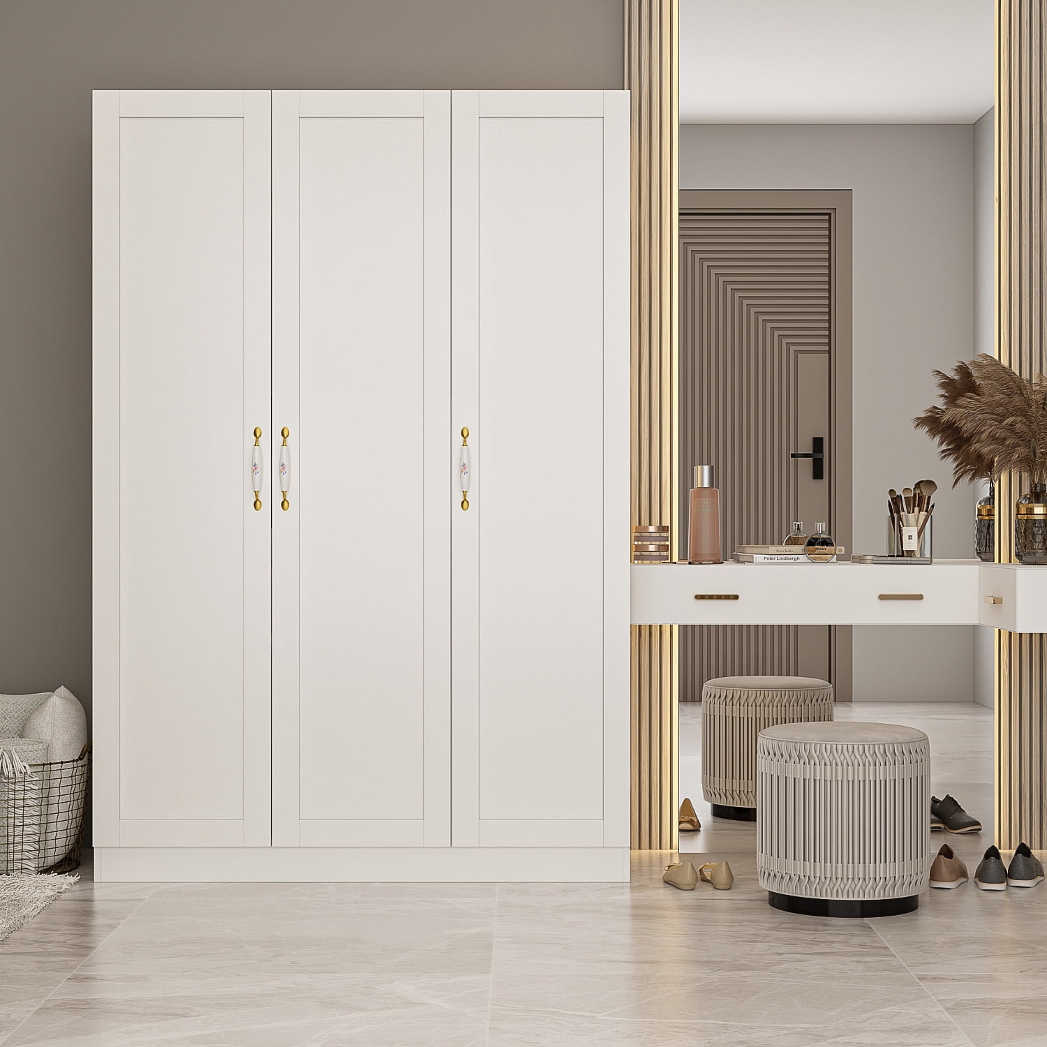 OXYLIFE 70.9"H Wardrobe Armoires Closet Storage Cabinet White