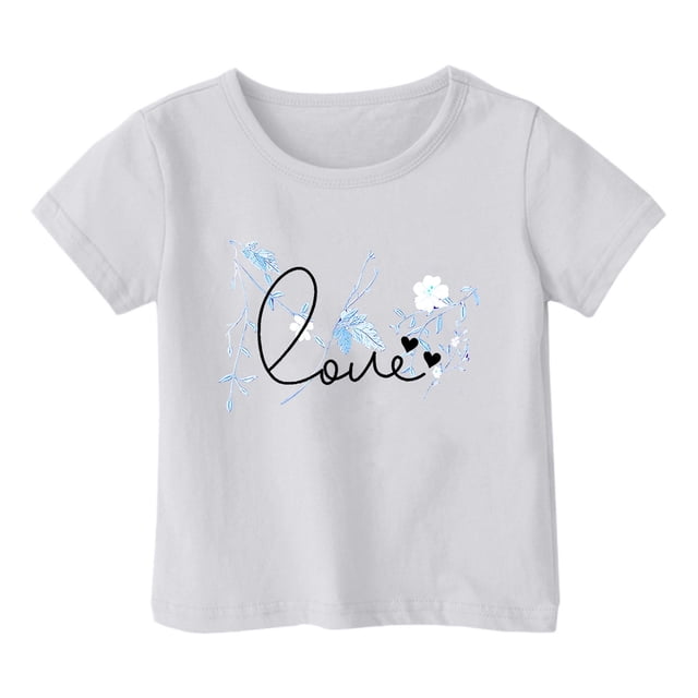 Chandail Court de Danse 2t Chandails à Manches Longues Filles Garçon et Fille Mode Décontractée Imprimé Col Rond Ample T-Shirt à Manches Courtes Haut