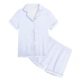 thumbnail image 2 of WEIYLL Ensemble de Pyjama pour Filles Été Couleur Unie Manches Courtes Col Rabattu en Soie Bouton Classique 2 Pcs 2-3 Ans, 2 of 6