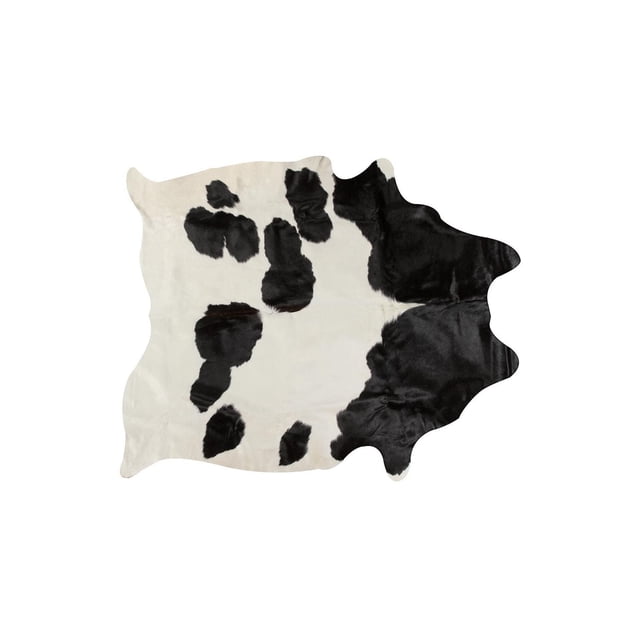 H-Natural Tapis en Peau de Vache Kobe 6'X7' avec Motif Naturel de Peau de Vache Noire et Blanche, texture Douce à Poil Ras et Forme Organique Irrégulière, Conçu pour les Zones Intérieures à Fort Passage, Résistant aux Taches et Facile d'Entretien, Convient pour Ajouter Chaleur et style à la Déco de la Maison.
