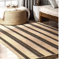 thumbnail image 2 of Indian Handmade Braided Natural Pure Jute with Black Design Area Rugs Size 9 x 9 Square Feet ( 270 cm x 270 cm ), 2 of 5